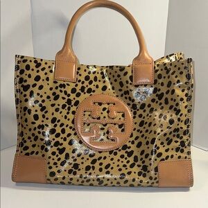 Tory Burch Leopard Print Tote with Tan Accents
